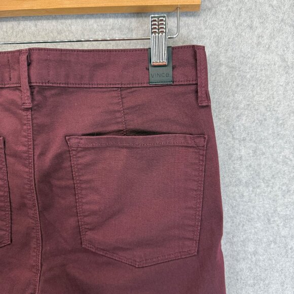 Vince Womens Shiraz Skinny Leg Moto Pants Wine Color Red Zip Detail Size 27 - Picture 9 of 14